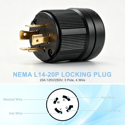 Nema l14 20p locking plug - plug, 20a